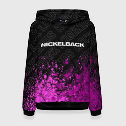Толстовка-худи женская Nickelback rock legends: символ сверху, цвет: 3D-черный