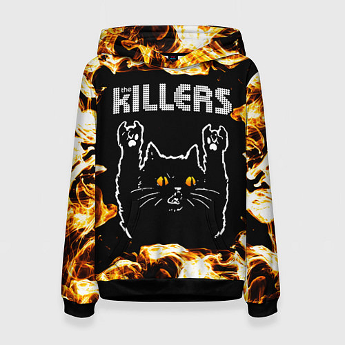 Женская толстовка The Killers рок кот и огонь / 3D-Черный – фото 1