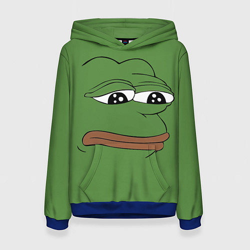 Женская толстовка Лягушонок Pepe грустит / 3D-Синий – фото 1