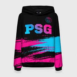 Женская толстовка PSG - neon gradient: символ сверху