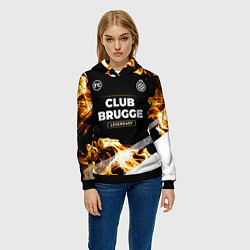 Толстовка-худи женская Club Brugge legendary sport fire, цвет: 3D-черный — фото 2