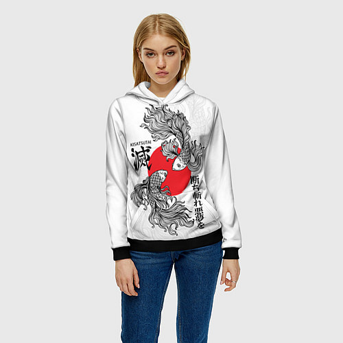 Женская толстовка Истребители демонов - бойцовые петушки / 3D-Черный – фото 3