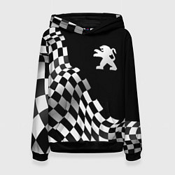 Толстовка-худи женская Peugeot racing flag, цвет: 3D-черный