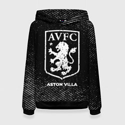 Толстовка-худи женская Aston Villa с потертостями на темном фоне, цвет: 3D-черный