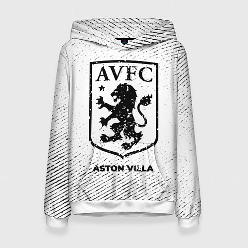 Женская толстовка Aston Villa с потертостями на светлом фоне / 3D-Белый – фото 1