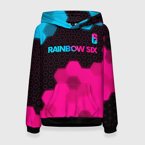 Женская толстовка Rainbow Six - neon gradient: символ сверху / 3D-Черный – фото 1