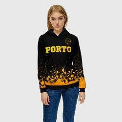 Толстовка-худи женская Porto - gold gradient: символ сверху, цвет: 3D-черный — фото 2