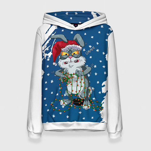 Женская толстовка Кролик и гирлянда - 2023 / 3D-Белый – фото 1