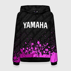 Толстовка-худи женская Yamaha pro racing: символ сверху, цвет: 3D-черный