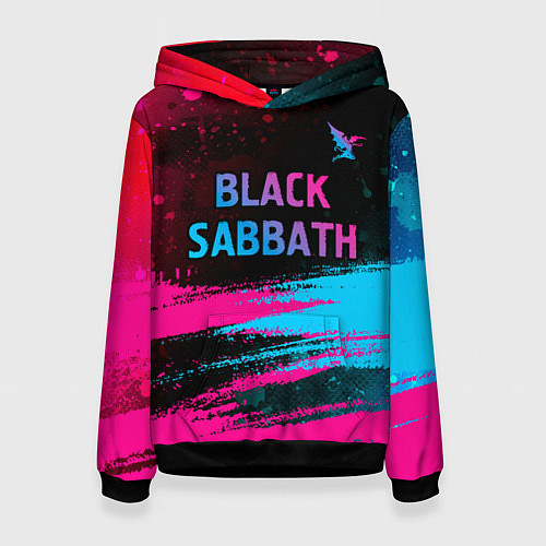 Женская толстовка Black Sabbath - neon gradient: символ сверху / 3D-Черный – фото 1