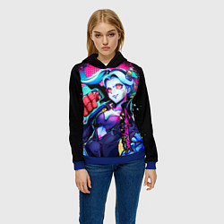 Толстовка-худи женская Ребекка Киберпанк, цвет: 3D-синий — фото 2