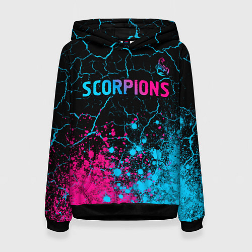 Женская толстовка Scorpions - neon gradient: символ сверху / 3D-Черный – фото 1