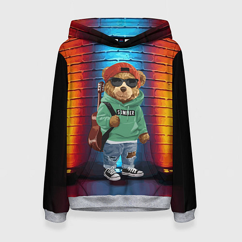 Женская толстовка Мишка гитарист / 3D-Меланж – фото 1