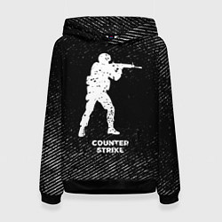 Толстовка-худи женская Counter Strike с потертостями на темном фоне, цвет: 3D-черный