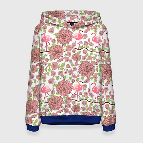 Женская толстовка Фламинго и лотосы / 3D-Синий – фото 1