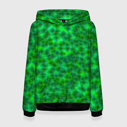 Толстовка-худи женская Абстрактные зелёные волны - текстура, цвет: 3D-черный