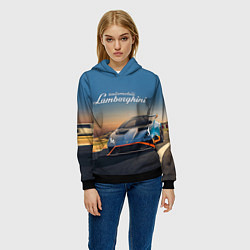 Толстовка-худи женская Lamborghini Huracan STO - car racing, цвет: 3D-черный — фото 2