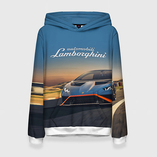 Женская толстовка Lamborghini Huracan STO - car racing / 3D-Белый – фото 1
