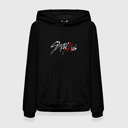 Толстовка-худи женская Stray Kids white logo, цвет: 3D-черный