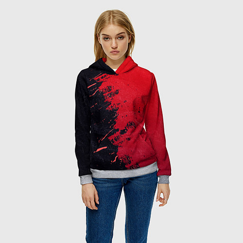 Женская толстовка Черное и красное / 3D-Меланж – фото 3