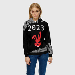 Толстовка-худи женская НГ Кролик суровый, цвет: 3D-черный — фото 2