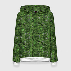 Толстовка-худи женская Милитари иероглифы, цвет: 3D-белый