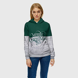 Толстовка-худи женская Merry Christmas зелёный, цвет: 3D-меланж — фото 2