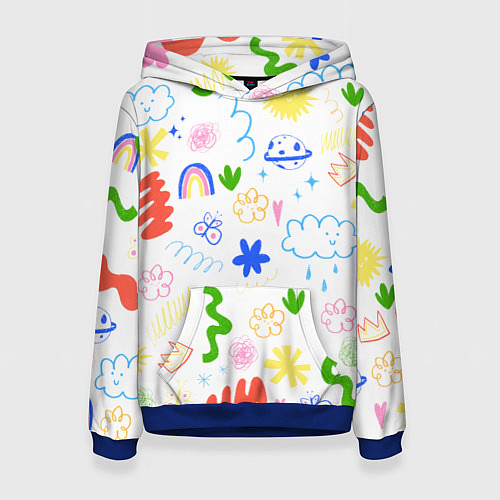 Женская толстовка Детские рисунки / 3D-Синий – фото 1
