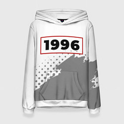 Толстовка-худи женская 1996 - в красной рамке на светлом, цвет: 3D-белый