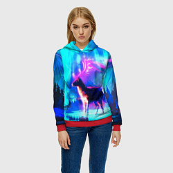 Толстовка-худи женская Благородный олень, цвет: 3D-красный — фото 2