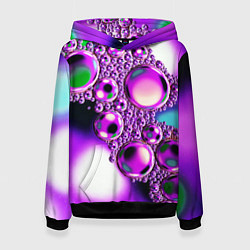 Толстовка-худи женская Фиолетовые пузыри, цвет: 3D-черный