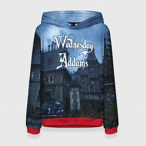 Женская толстовка Уэнсдэй Аддамс - замок / 3D-Красный – фото 1