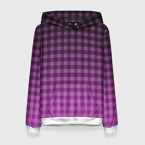 Женская толстовка Фиолетово-розовый клетчатый градиент / 3D-Белый – фото 1