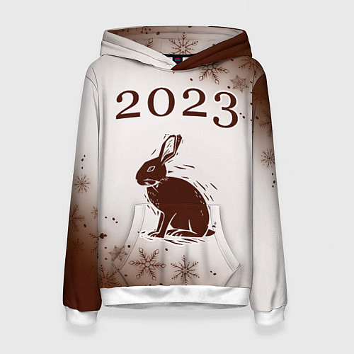 Женская толстовка Кролик 2023 силуэт на светлом / 3D-Белый – фото 1
