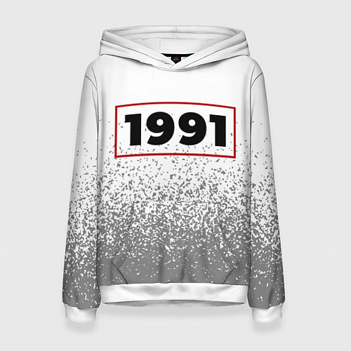 Женская толстовка 1991 - в красной рамке на светлом / 3D-Белый – фото 1