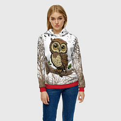 Толстовка-худи женская Милая совушка, цвет: 3D-красный — фото 2