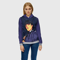 Толстовка-худи женская Уэнсдэй с зонтом, цвет: 3D-меланж — фото 2