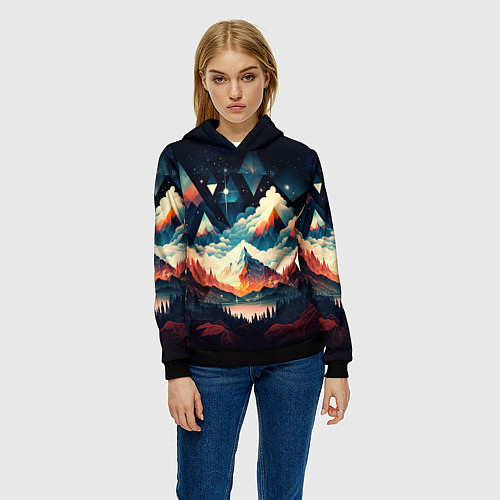 Женская толстовка Футуризм горы / 3D-Черный – фото 3
