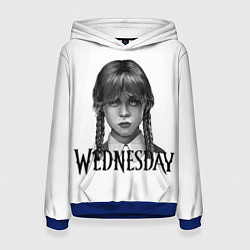 Толстовка-худи женская Уэнсдэй Аддамс - Wednesday, цвет: 3D-синий