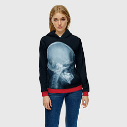 Толстовка-худи женская Рентген головы, цвет: 3D-красный — фото 2