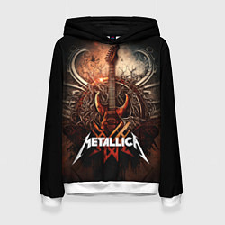 Толстовка-худи женская Metallica гитара и логотип, цвет: 3D-белый
