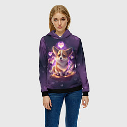 Толстовка-худи женская Любимый корги, цвет: 3D-черный — фото 2