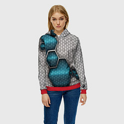 Толстовка-худи женская Cyber texture abstraction, цвет: 3D-красный — фото 2