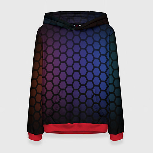 Женская толстовка Abstract hexagon fon / 3D-Красный – фото 1
