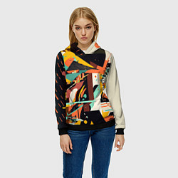Толстовка-худи женская Авангардная геометрическая композиция, цвет: 3D-черный — фото 2