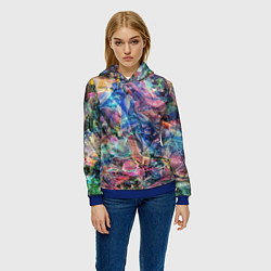 Толстовка-худи женская Слияние красок, цвет: 3D-синий — фото 2