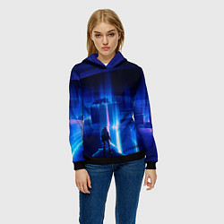 Толстовка-худи женская Покоритель космоса, цвет: 3D-черный — фото 2