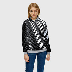 Толстовка-худи женская Карбоновая абстракция грани, цвет: 3D-меланж — фото 2