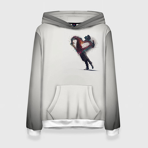 Женская толстовка Душа на распашку серо белый градиент / 3D-Белый – фото 1