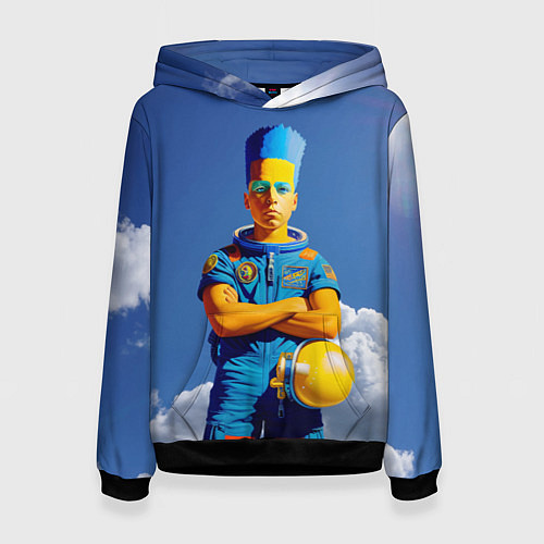 Женская толстовка Барт Симпсон - космический мальчик - нейросеть / 3D-Черный – фото 1